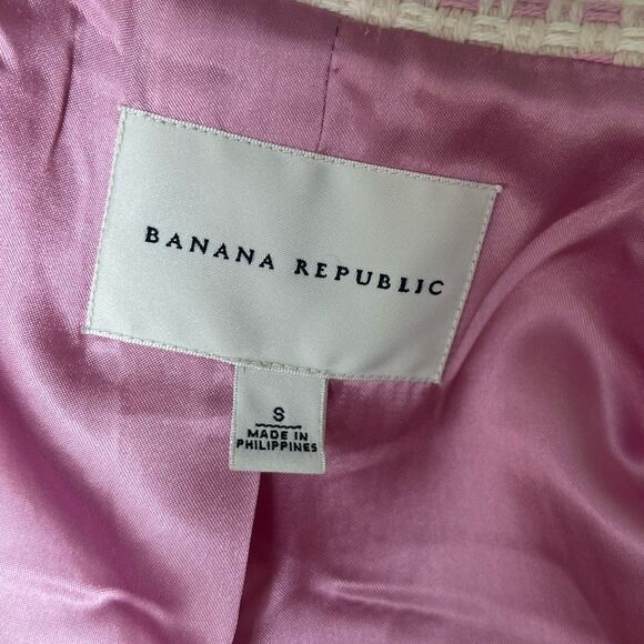 BANANA REPUBLIC Pink and White Wool Blend Peacoat Size Small - Picture 5 of 8